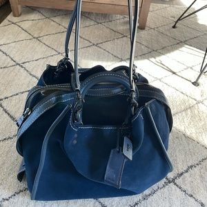 COACH Women's Navy Rogue Suede Shoulder Bag